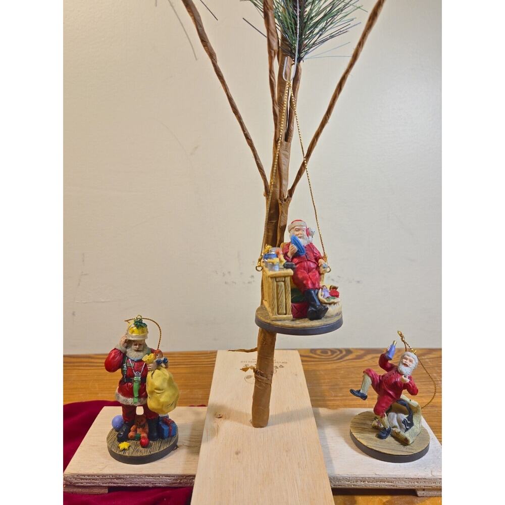 Vintage Set Of 3- 1994 Norman Rockwells Celebration Of Santa Ornaments